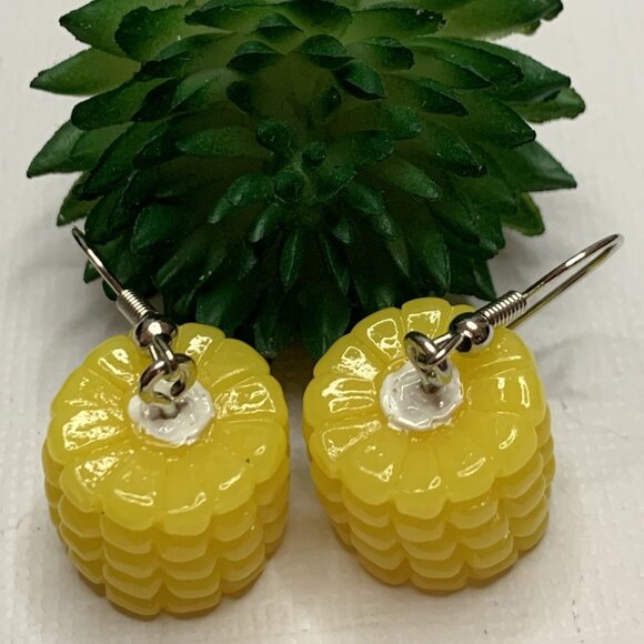 Corn Earringn, Picnic Earring, Gift Idea, Funny Food Earring, Silly Earring, Cor - Picture 2 of 5